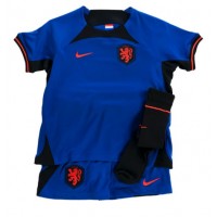 Nederländerna Replika babykläder Bortaställ Barn VM 2022 Kortärmad (+ korta byxor)